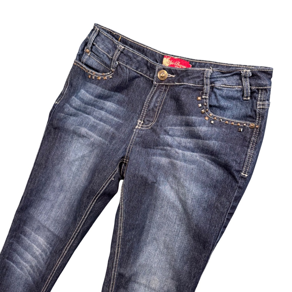 Apple Bottoms Y2K Studded Skinny Jeans Dark Wash Indie Sleaze 2000s Women 11/12